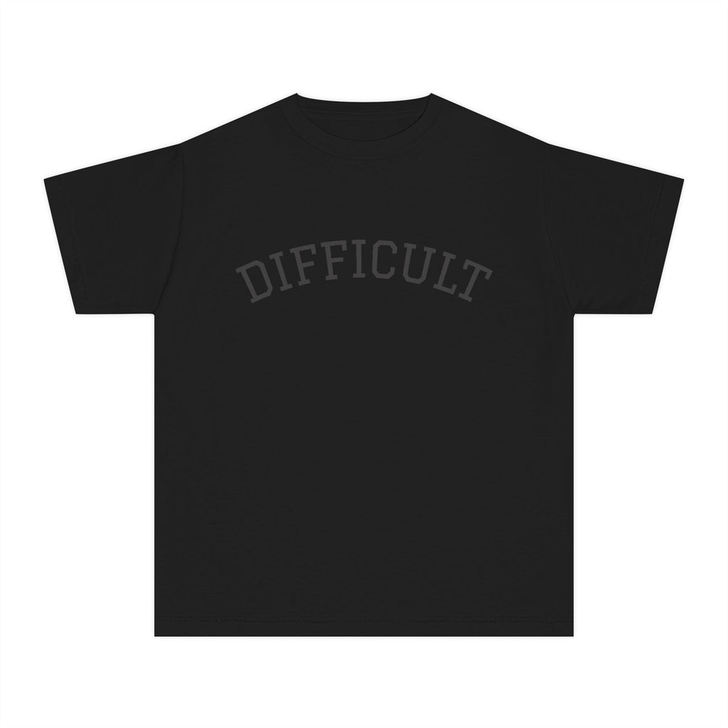 Youth Tee - 'DIFFICULT' Arch Graphic Black Shirt